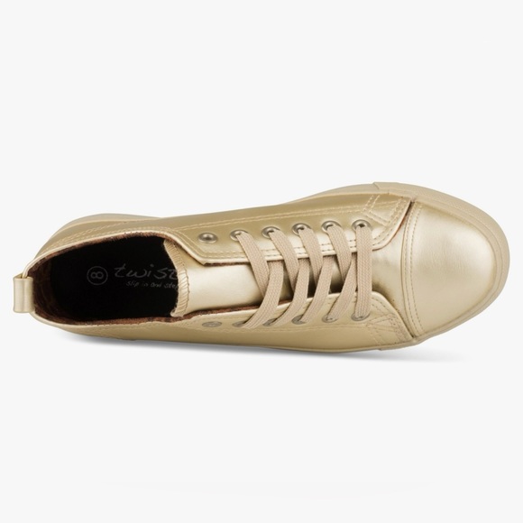 KIX Faux Leather Metallic Gold Sneakers by Twisted Sz Women Size 7 - Picture 3 of 7